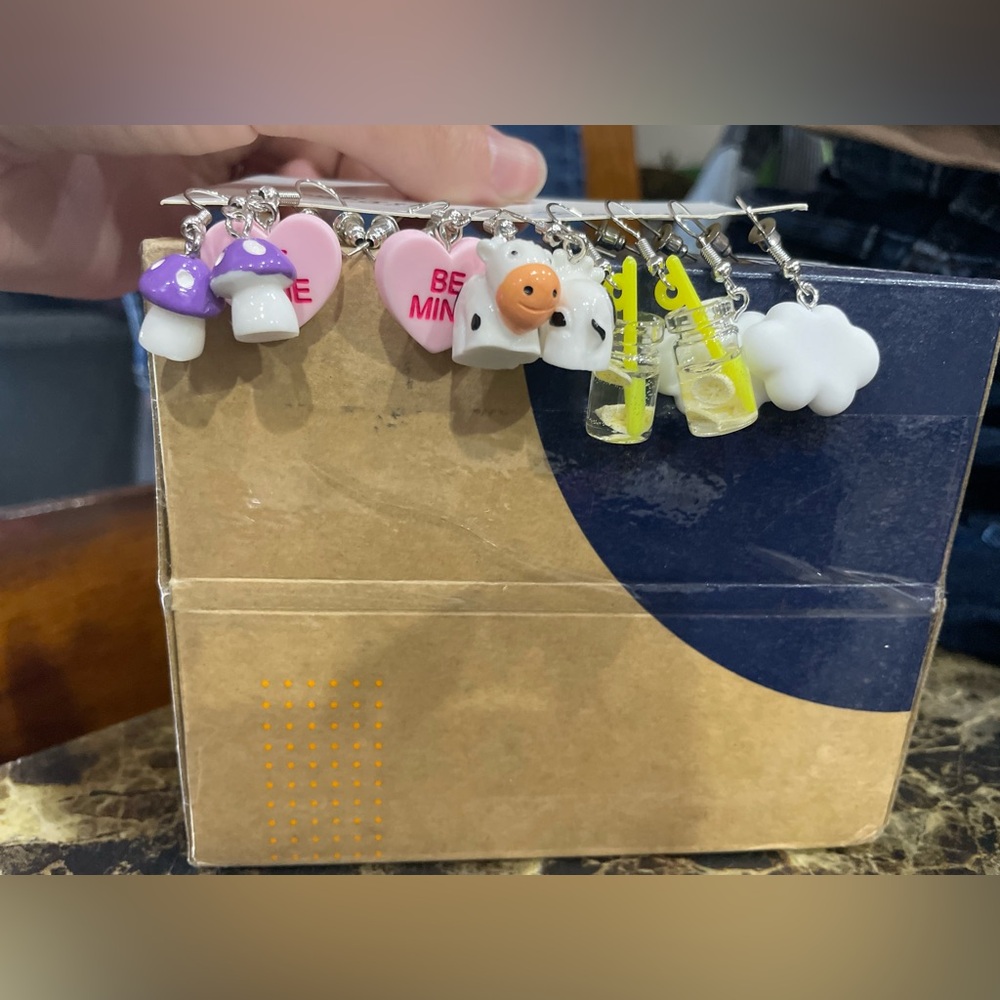 Fashion earrings  5 pairs cow mushroom cloud